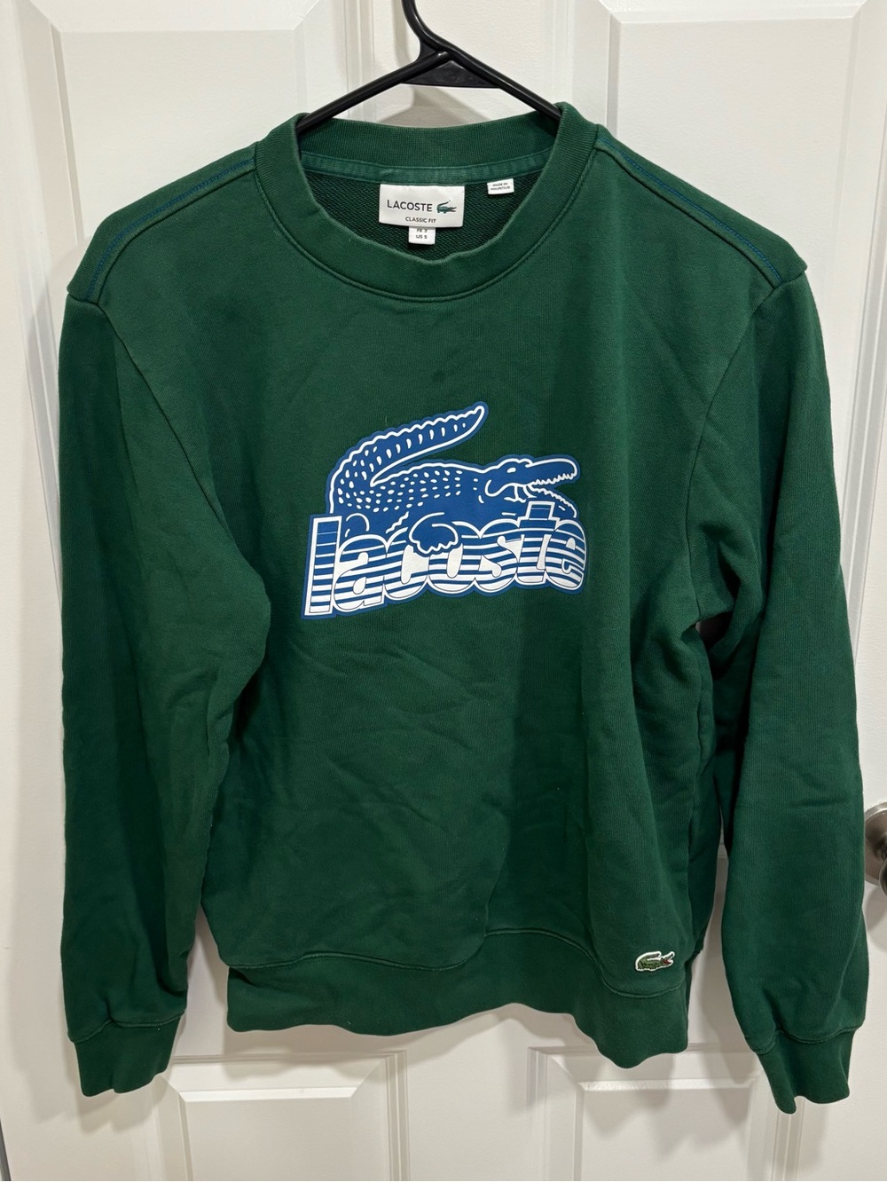 Lacoste Men’s U.S. Small - Round Neck Unbrushed Fleece Sweatshirt - Green 132